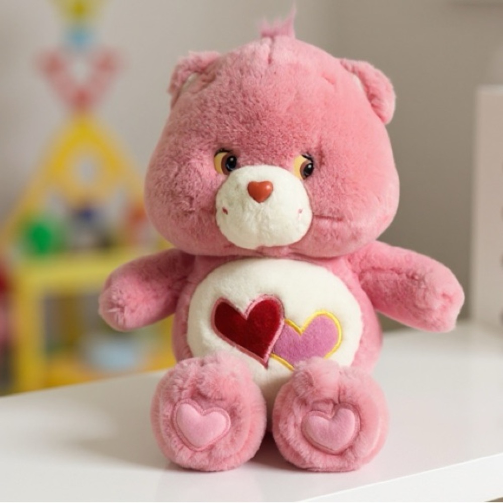 2002 Love-a-Lot Bear Care Bears Pink Hearts Plush Toy